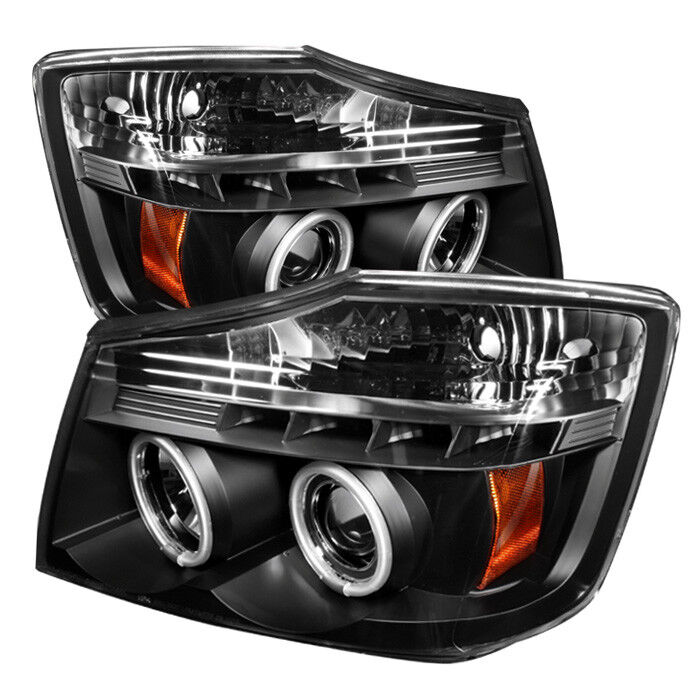 Fit Nissan 04-15 Titan / 04-07 Armada Black CCFL Halo LED Projector Headlights