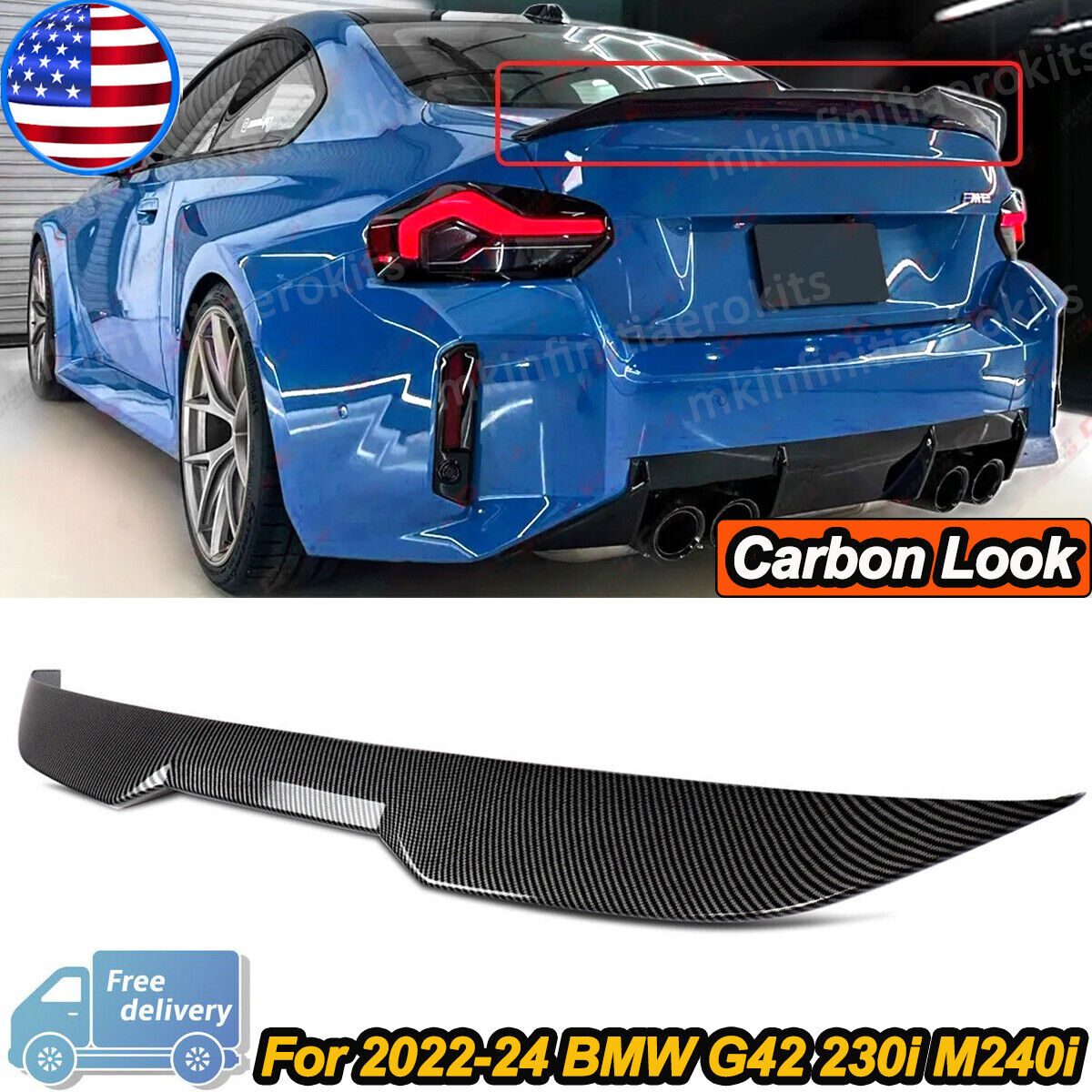 PSM STYLE CARBON COLOR TRUNK SPOILER FOR 2022-2024 BMW G42 2 SERIES M240i G87 M2