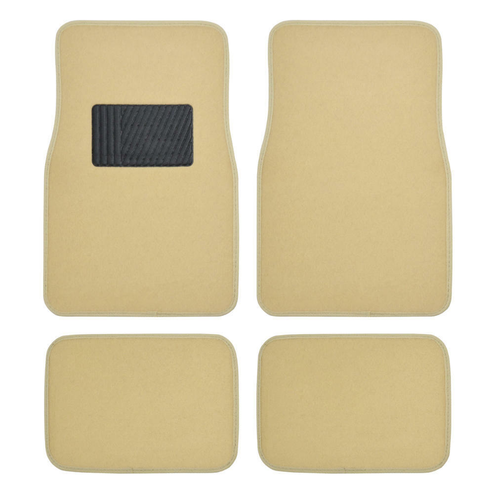 Light Beige Tan Cream Car Floor Mats Liner Pads Utility Mat Standard Fit 4pc Set