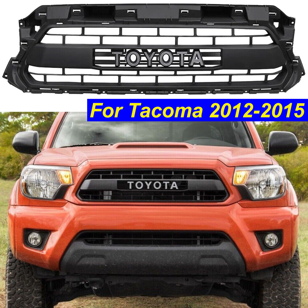Front Grille For 2012 2013 2014 2015 Tacoma Bumper Grill Matte Black W/Letters