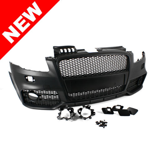 05-08 AUDI A4/S4 B7 RS-STYLE FRONT BUMPER W/ BLACK BADGELESS GRILLE