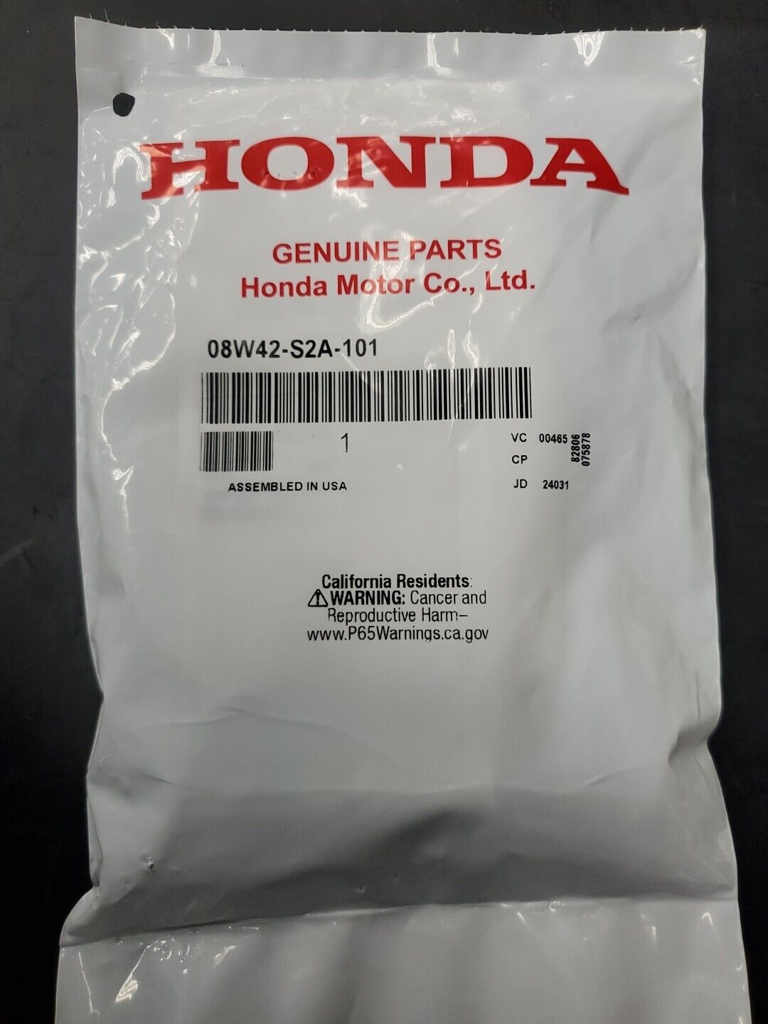 Genuine Black Honda Wheel Locks P/N 08W42-S2A-101