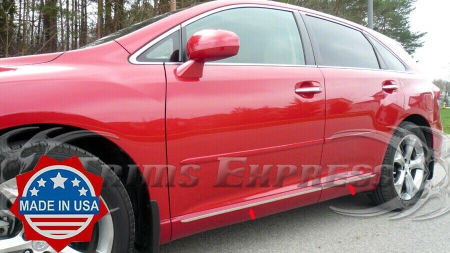 fit:2009-2017 Toyota Venza Flat Body Side Trim Molding 4Pc Stainless Accent