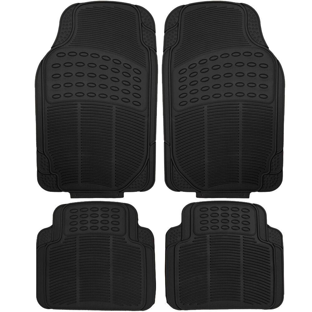 Car Floor Mats for All Weather Rubber 4pc Set Semi Custom Fit Heavy Duty Black