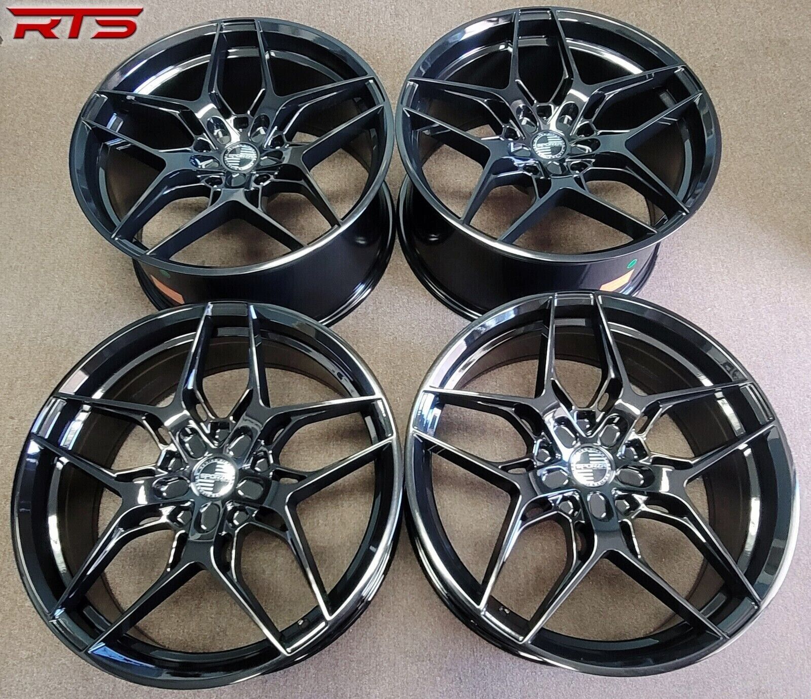 Set of 4 Custom 20 inch Wheels 5X130 Black Staggered Porsche Cayman Panamera