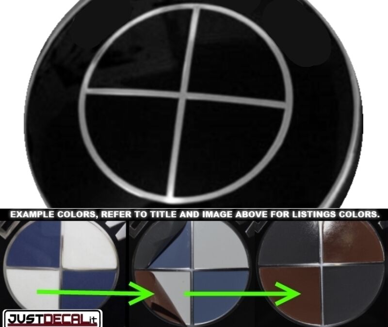 GLOSS BLACK OUT Vinyl Sticker Overlay COMPLETE SET hood trunk rim FIT BMW Emblem