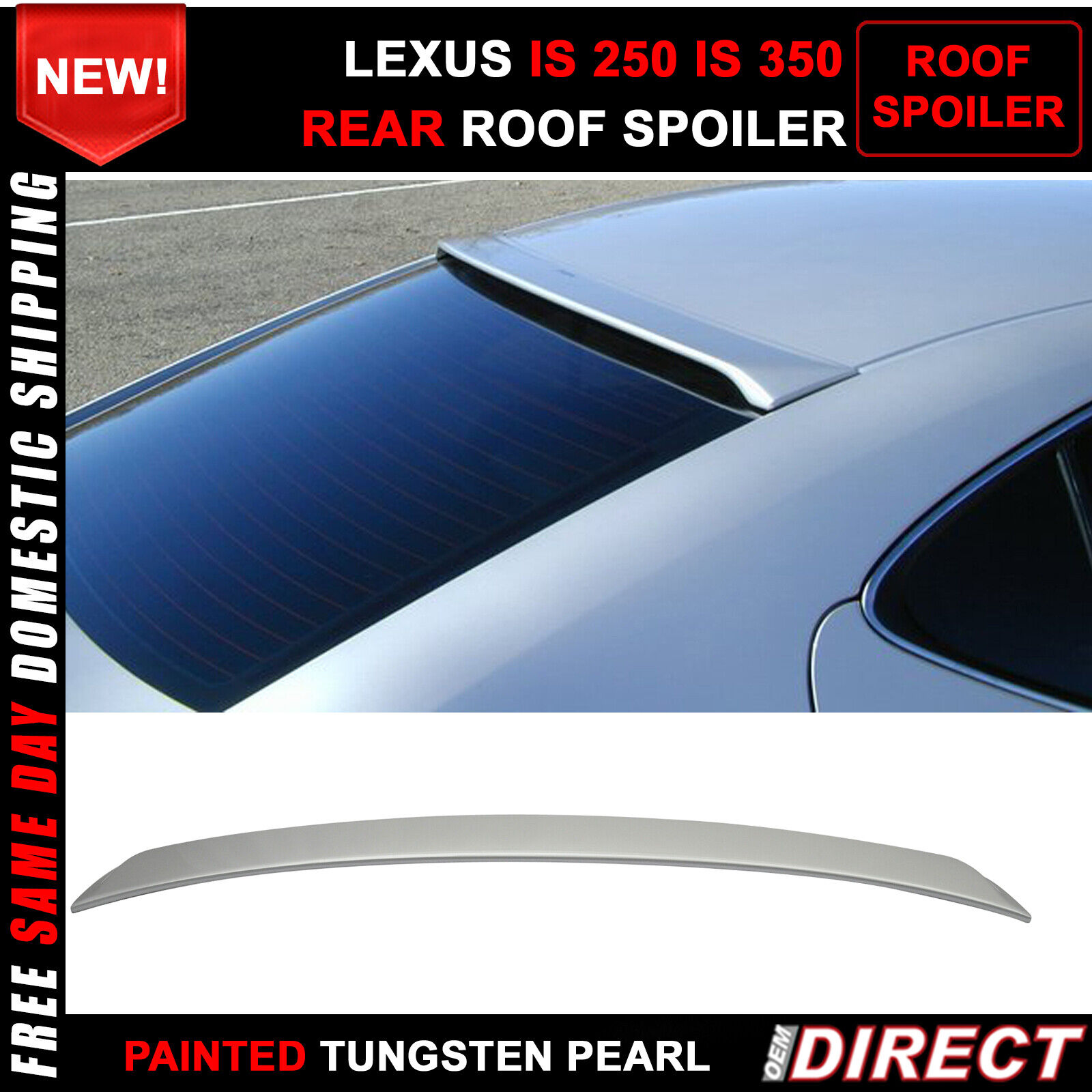 Fits 06-13 Lexus Is250 Is350 OE Style #1G1 Painted Rear Roof Spoiler Wing - ABS