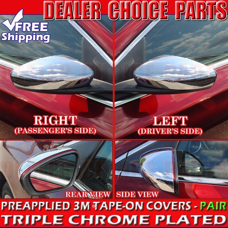 For 2015 2016 2017 Chrysler 200 Triple Chrome Mirror COVERS Overlays