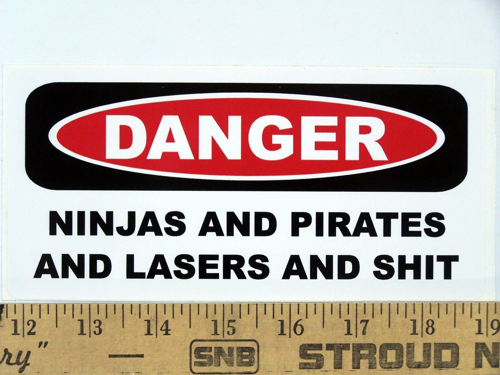 Ninjas And Pirates And Lasers And $hit Funny Bumper Sticker Toolbox Decal
