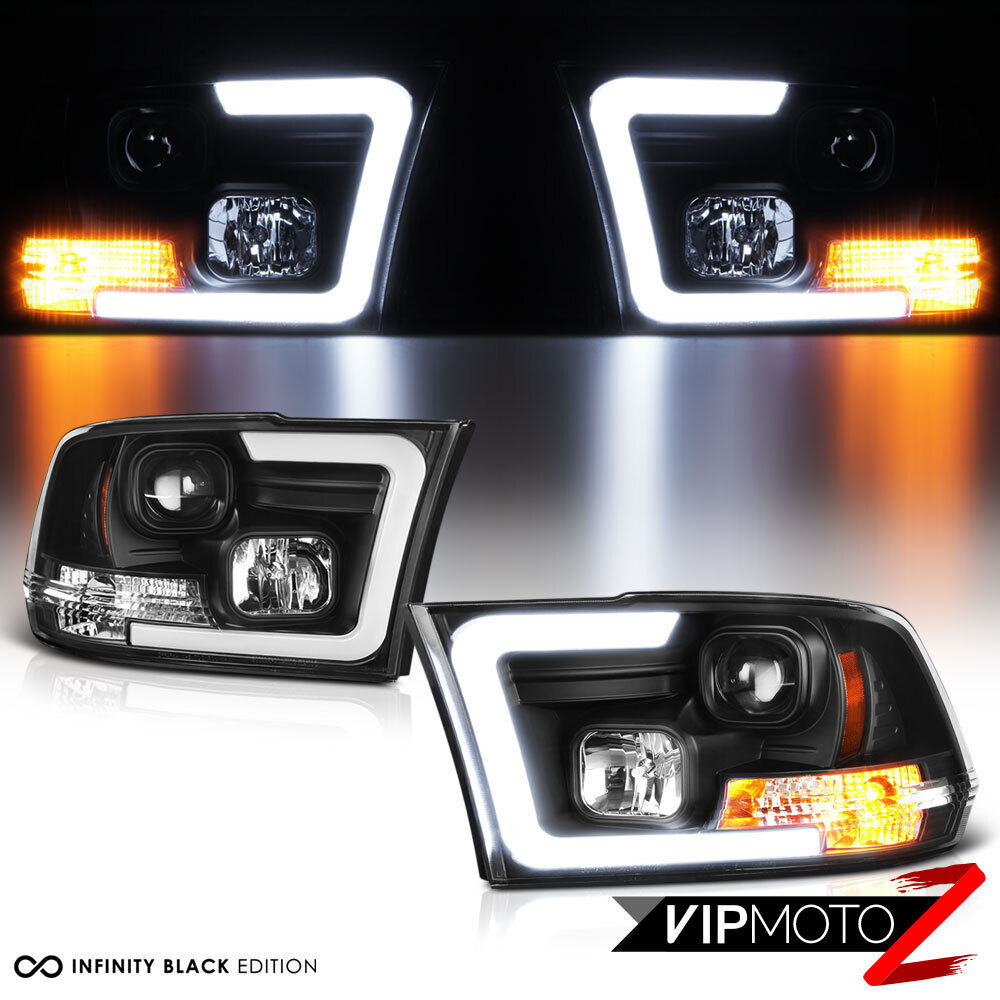 09-22 Dodge Ram Pickup LED Neon Tube C-Shape DRL Projector Headlight Lamp BLACK