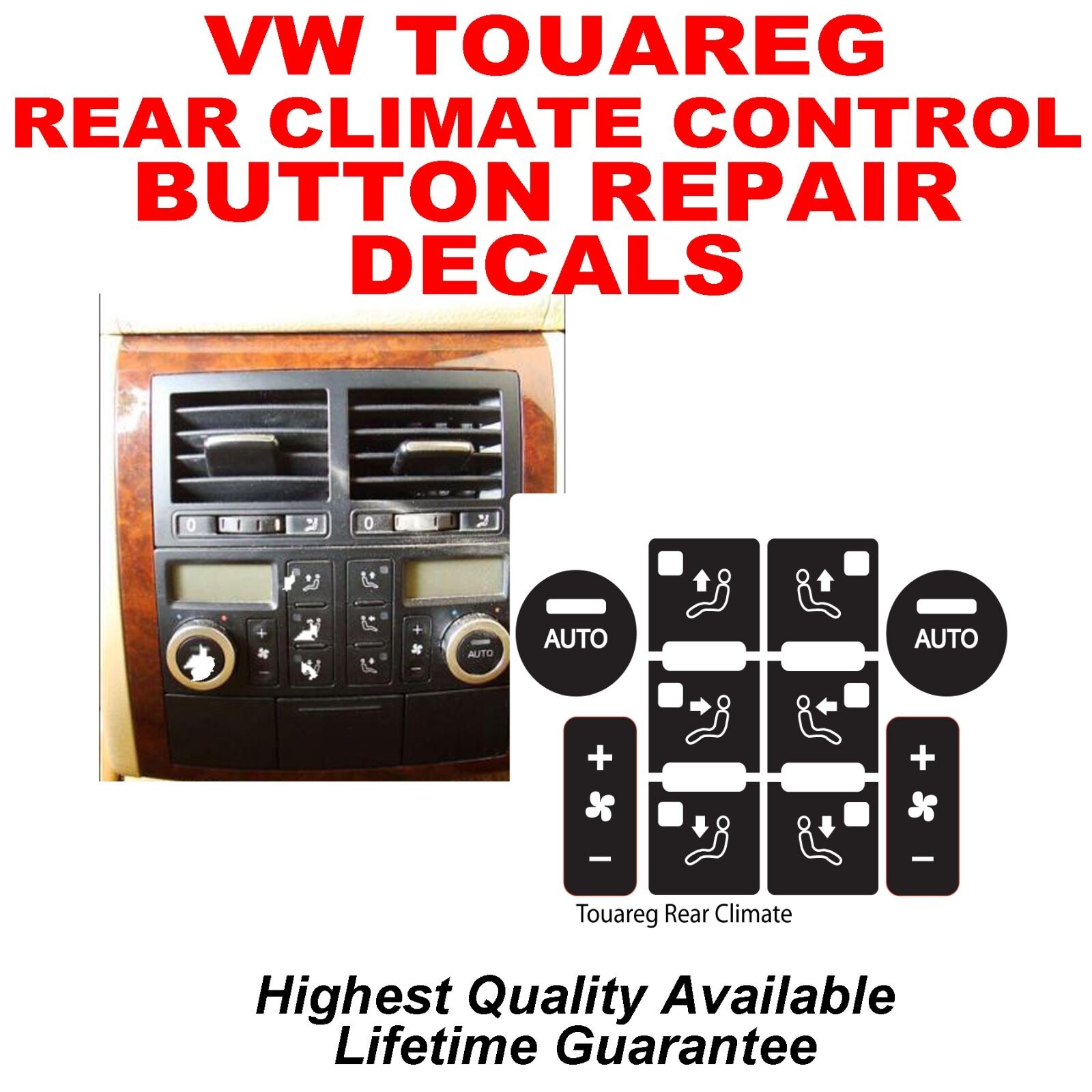 Fits VW TOUAREG REAR CLIMATE CONTROL BUTTON DECAL STICKER REPAIR