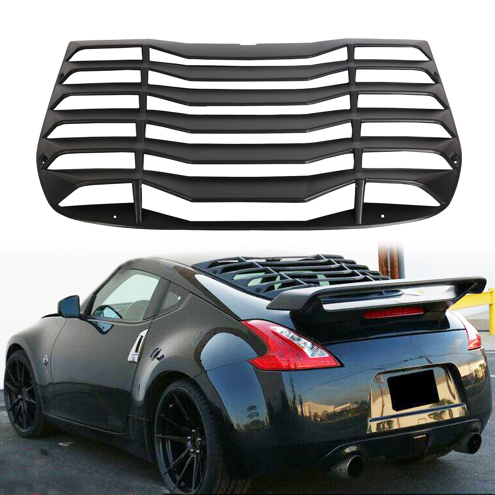 Fits For 2009-2019 Nissan 370Z Matte Black Rear Windshiled Louvers Cover ABS