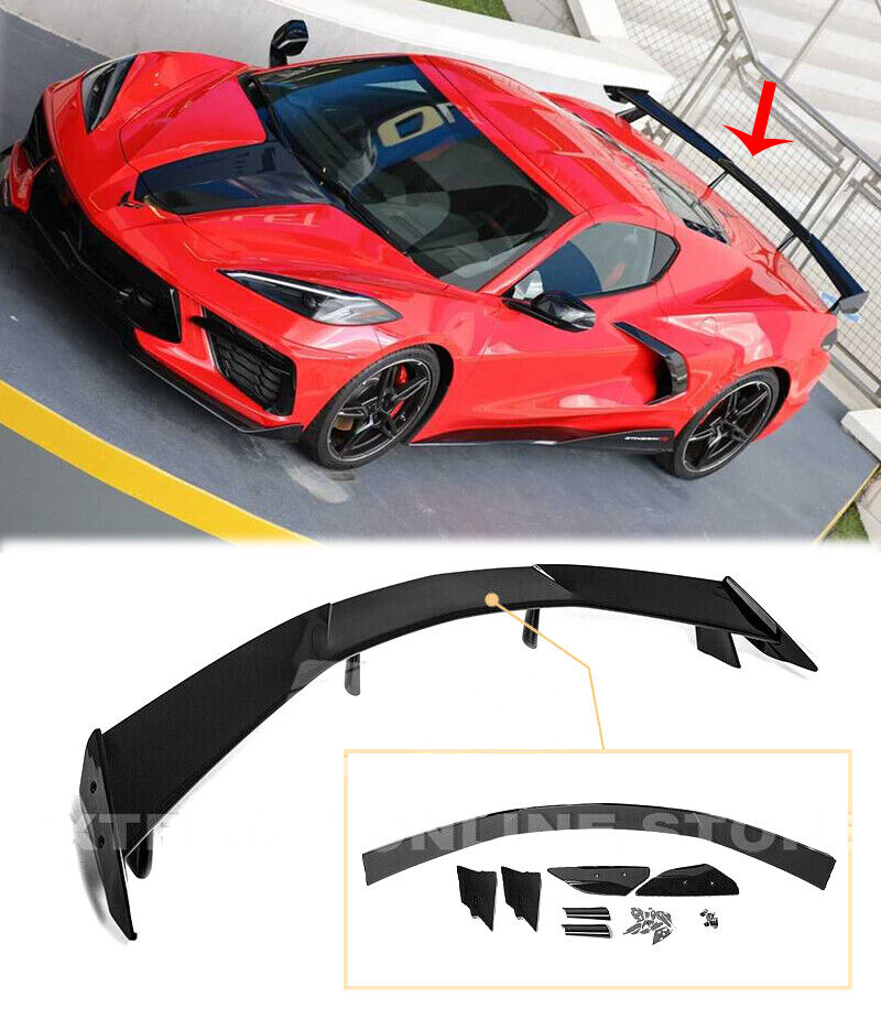 Rear Trunk Lid High Wing For 20-Up Corvette C8 PAINTED CARBON FLASH Spoiler