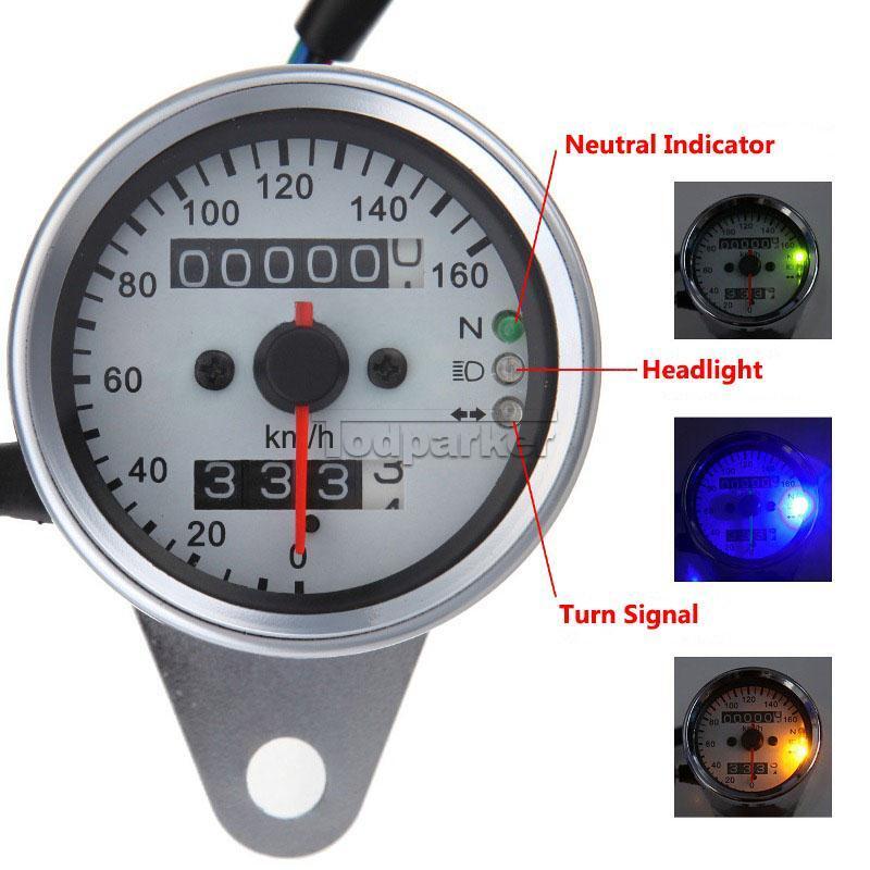 Motorcycle Odometer Speedometer Tachometer Speedo Meter LED For Honda Cafe Racer