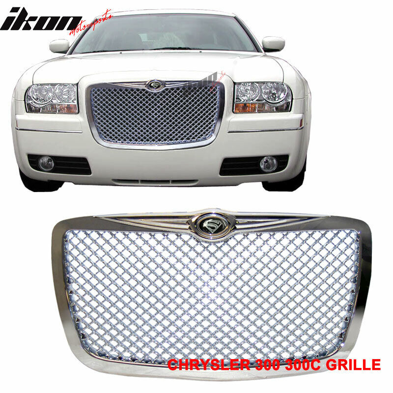 Fits 05-10 Chrysler 300 300-C Chrome ABS Front Bumper Mesh Grille + \