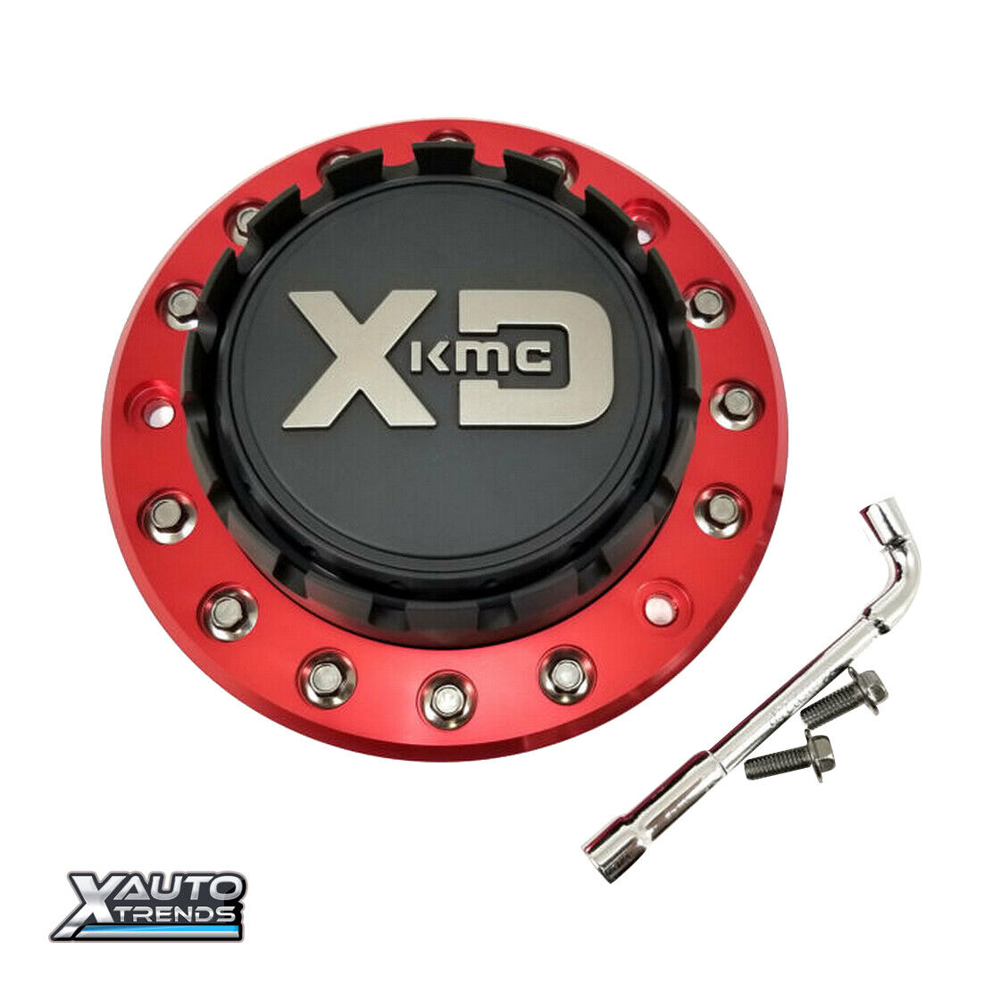 XD Series Wheel Center Cap 2PC ALL PCD - Satin Black W/ RED BASE M1050RED