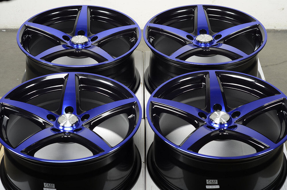 17 5x114.3 Blue Wheels Mitsubishi Diamante Eclipse Galant Lancer Sienna RSX Rims