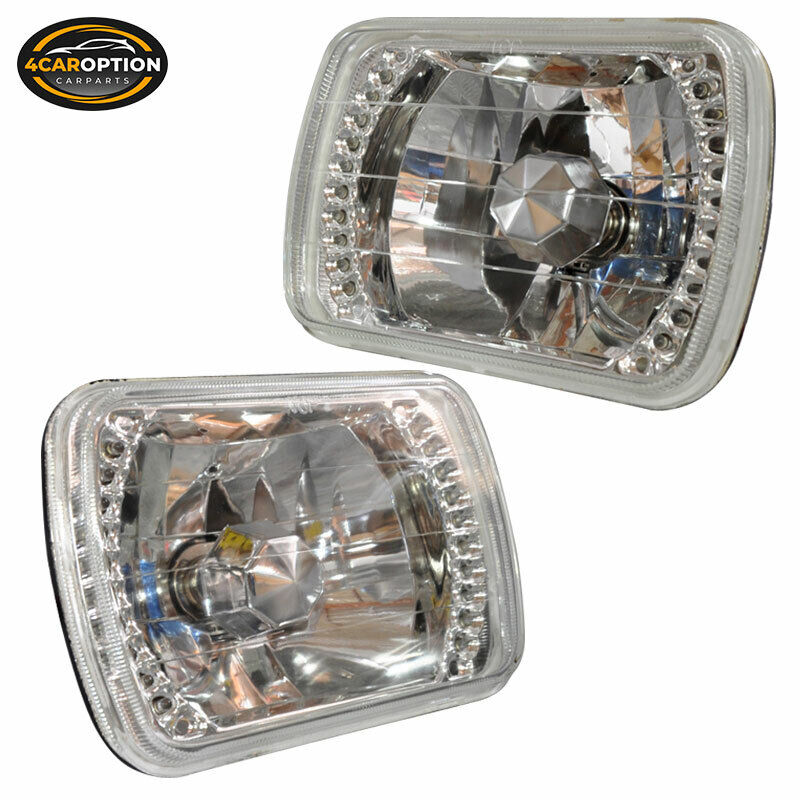 Fits: Crystal Diamond Cut H6054 7X6 H4 Bulbs Sealed Beam LED Headlights Headlamp