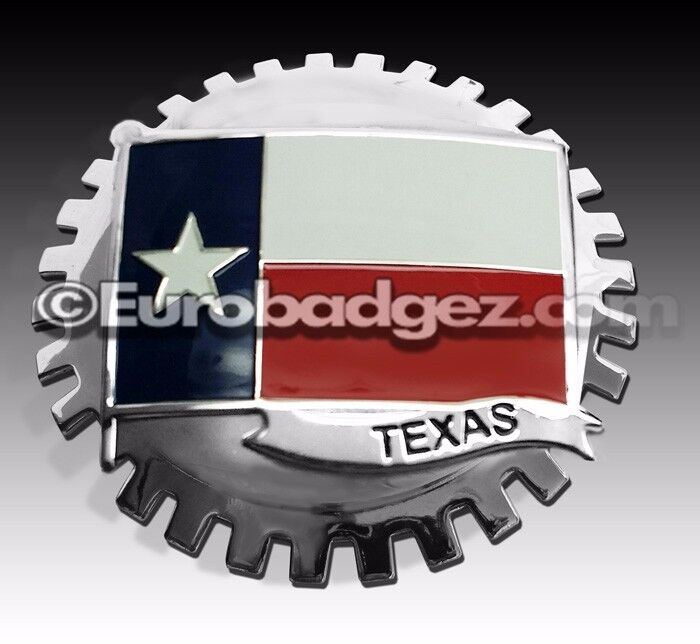 1 - NEW Chrome Front Grill Badge Flag State of TEXAS Tejas MEDALLION TEXAS