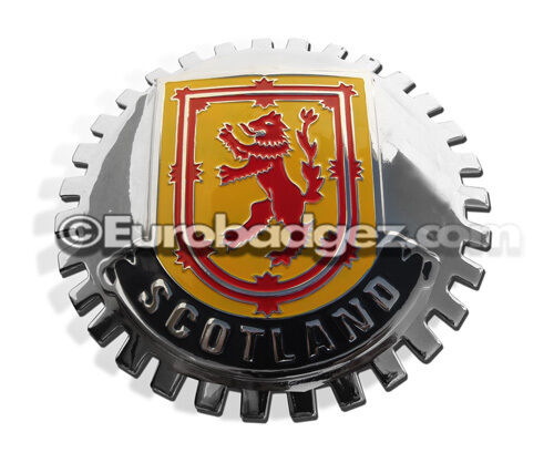 1 - NEW Royal Standard Scottish Chrome Front Grill Badge SCOTLAND FLAG MEDALLION