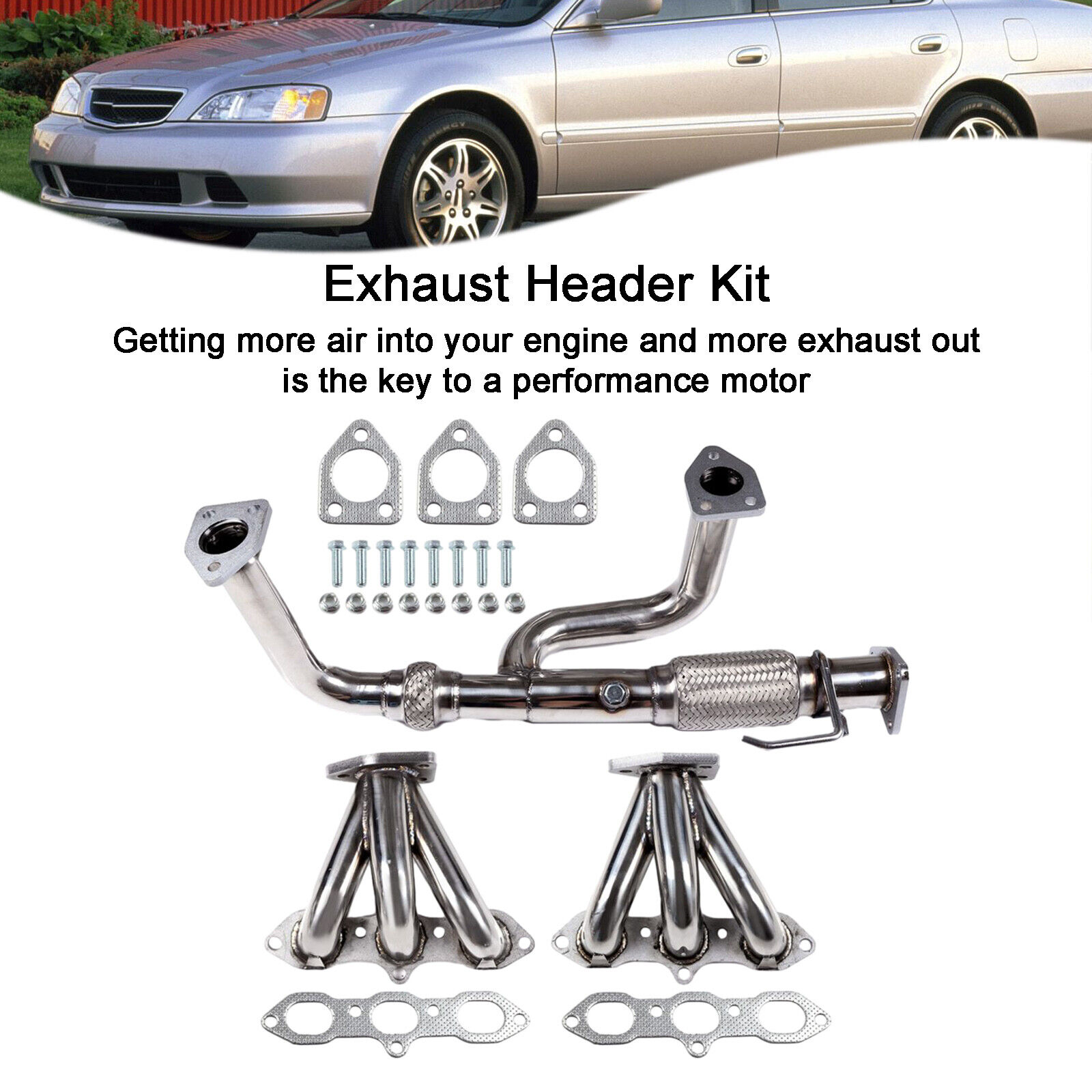 1× Exhaust Header Kit Fits Honda Accord 98-02 & Acura CL 02-03 / CL 99-03 3.2L
