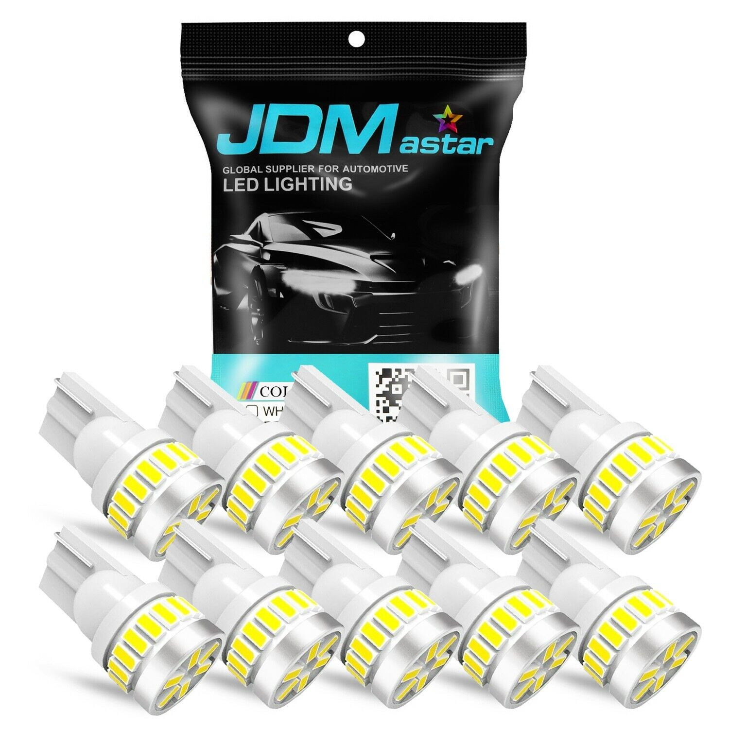 JDM ASTAR 10x T10 Xenon White 3014 SMD LED Lights Bulbs 194 168 175 W5W 2825 192
