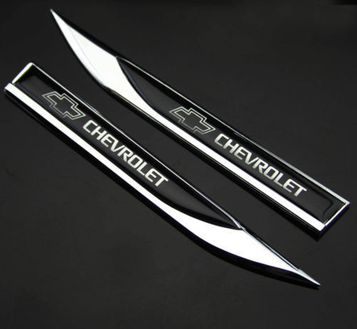 NEW 2pcs Metal Black for chevy Blade FENDER BADGE Emblems Sticker for sport