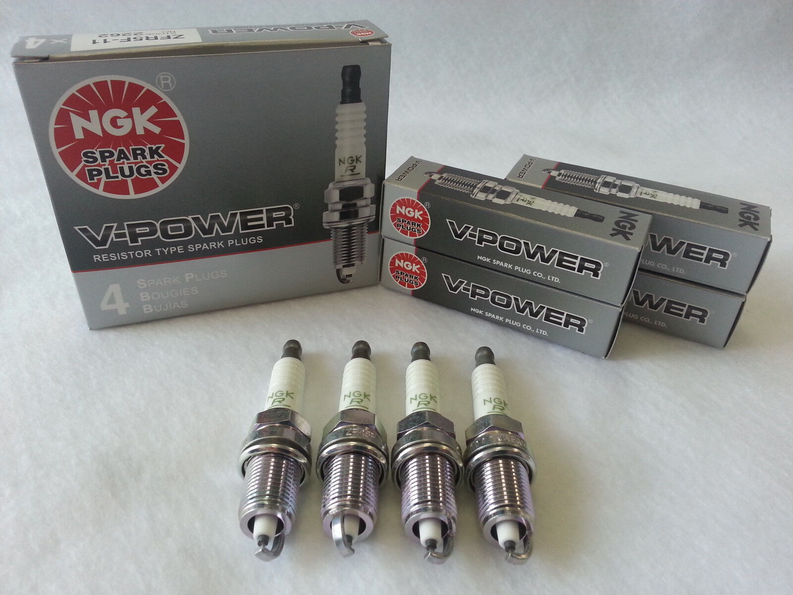 4-New NGK V-Power Copper Spark Plugs BKR4E #4421 Made in Japan 