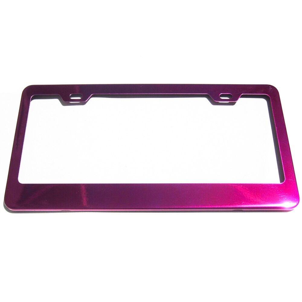 New Stainless Steel Powder Coated Hot Pink Chrome License Plate Frame Holder Tag