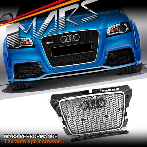 Chrome Black RS3 Style Bumper Bar Grille Grill for AUDI A3 8P 2009-12 Bodykit