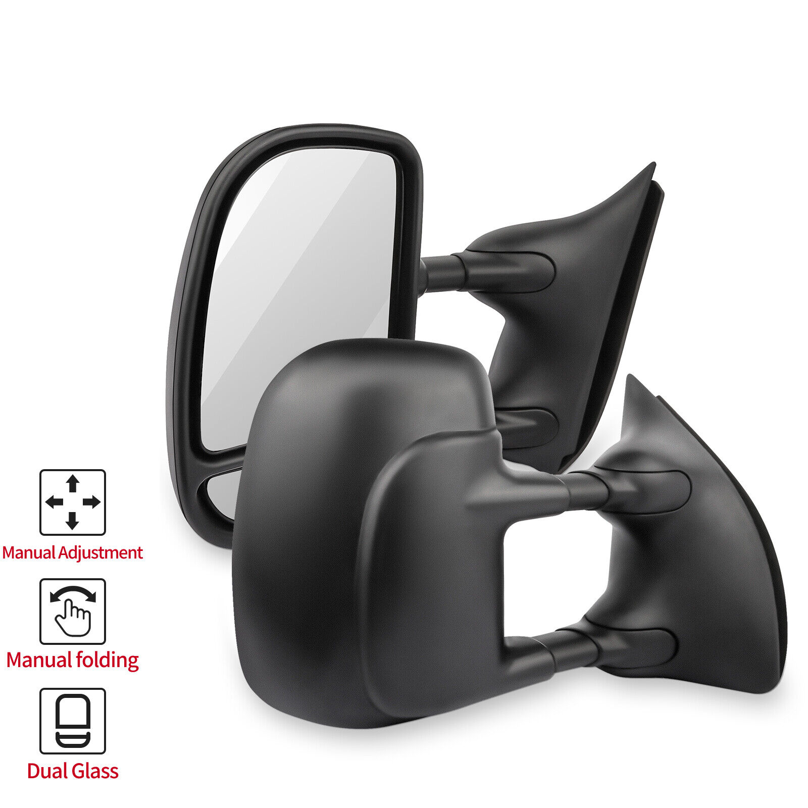 Pair Towing Mirrors Black Side View For 1999-2007 Ford F250 Super Duty Truck