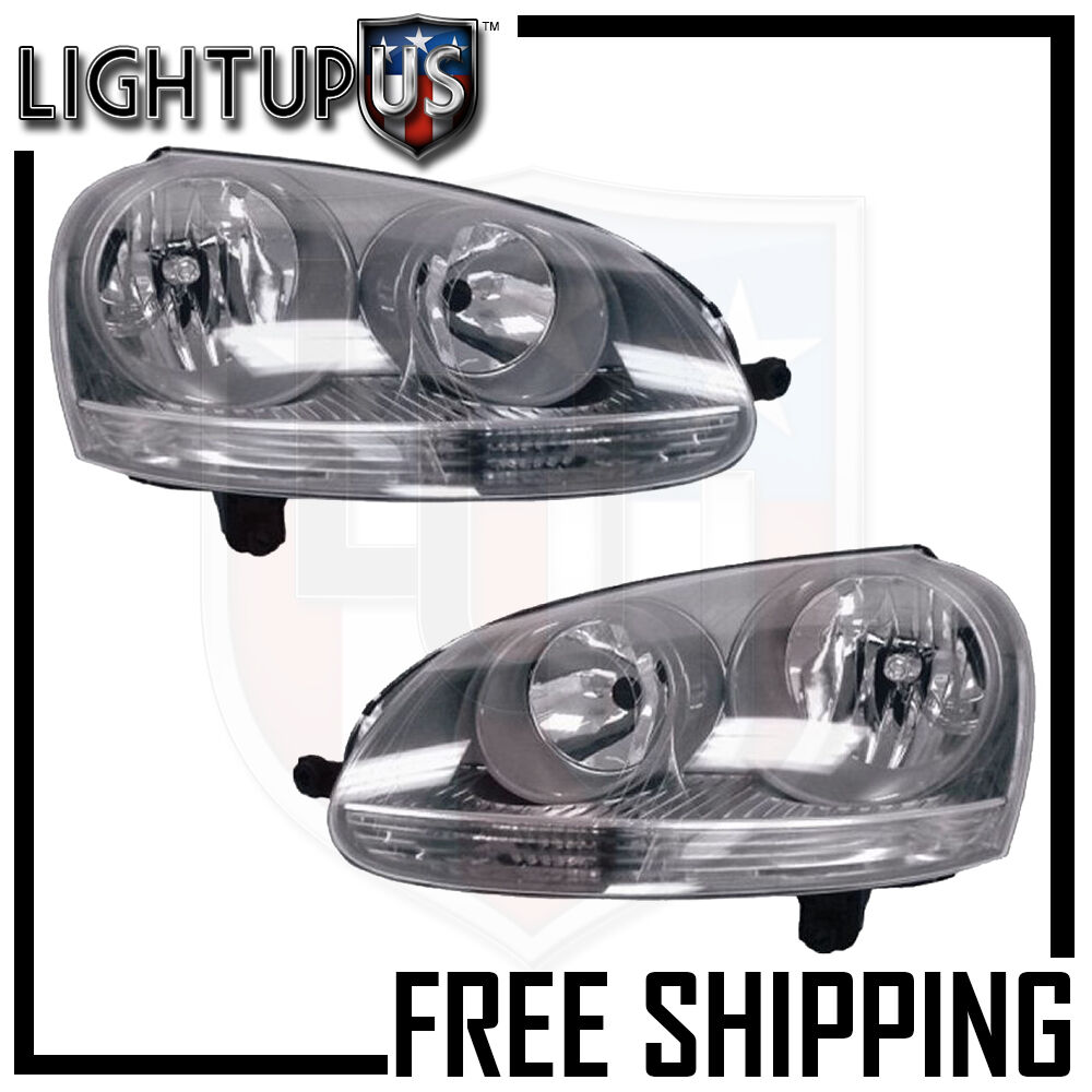 Headlights Headlamps Pair Left right set for Rabbit Jetta Golf GTI