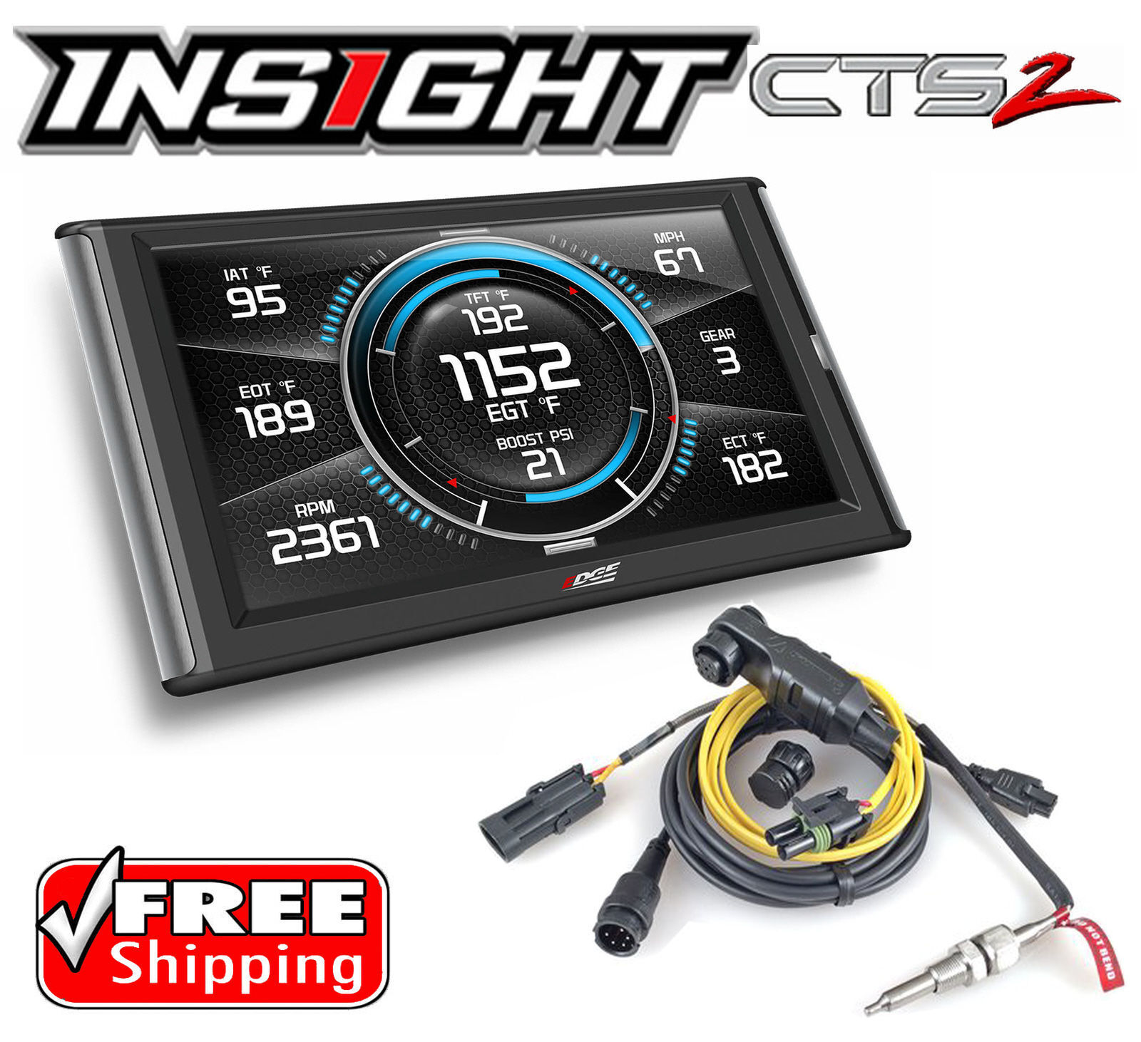 Edge Products Insight CTS2 84130 Touch Screen Monitor & Gauge incl EAS EGT Probe
