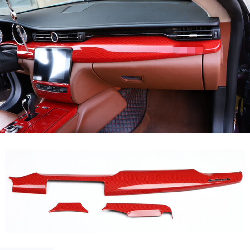 For Maserati Quattroporte 14-2021 Console Dashboard COVER TRIM Red Carbon Fibre