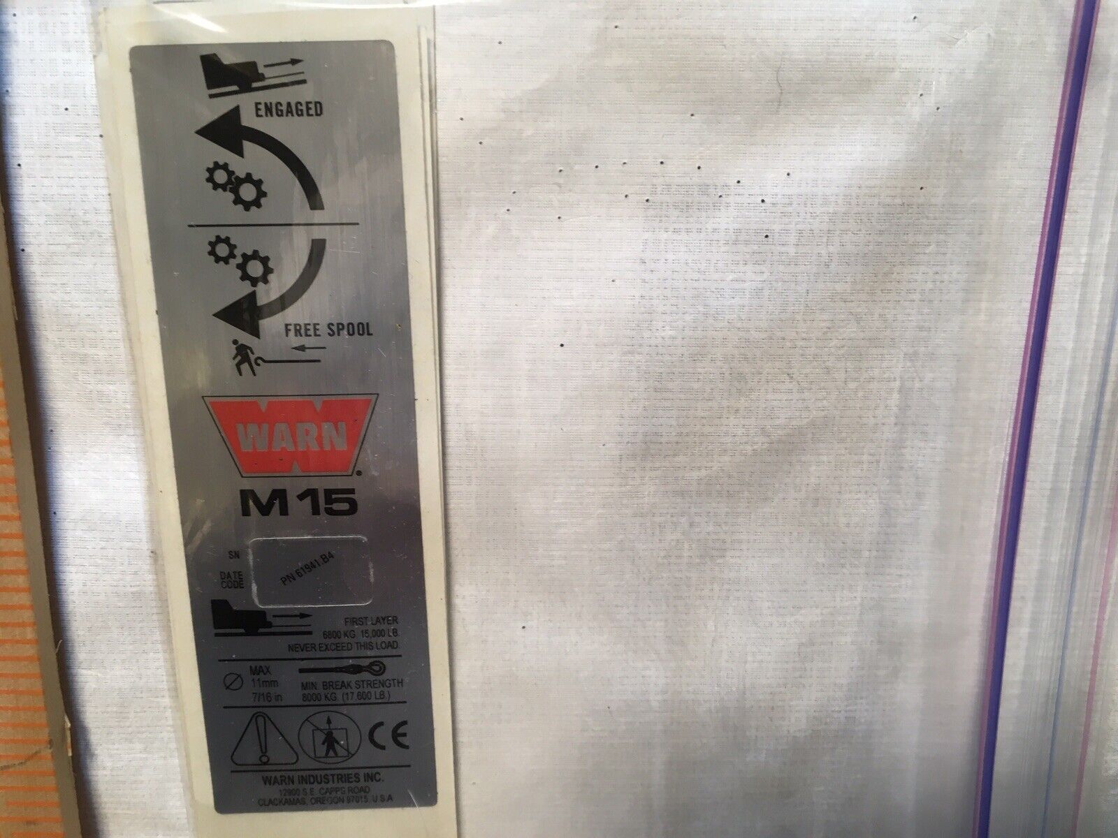 Warn M15 Sticker For Warn Winch New 