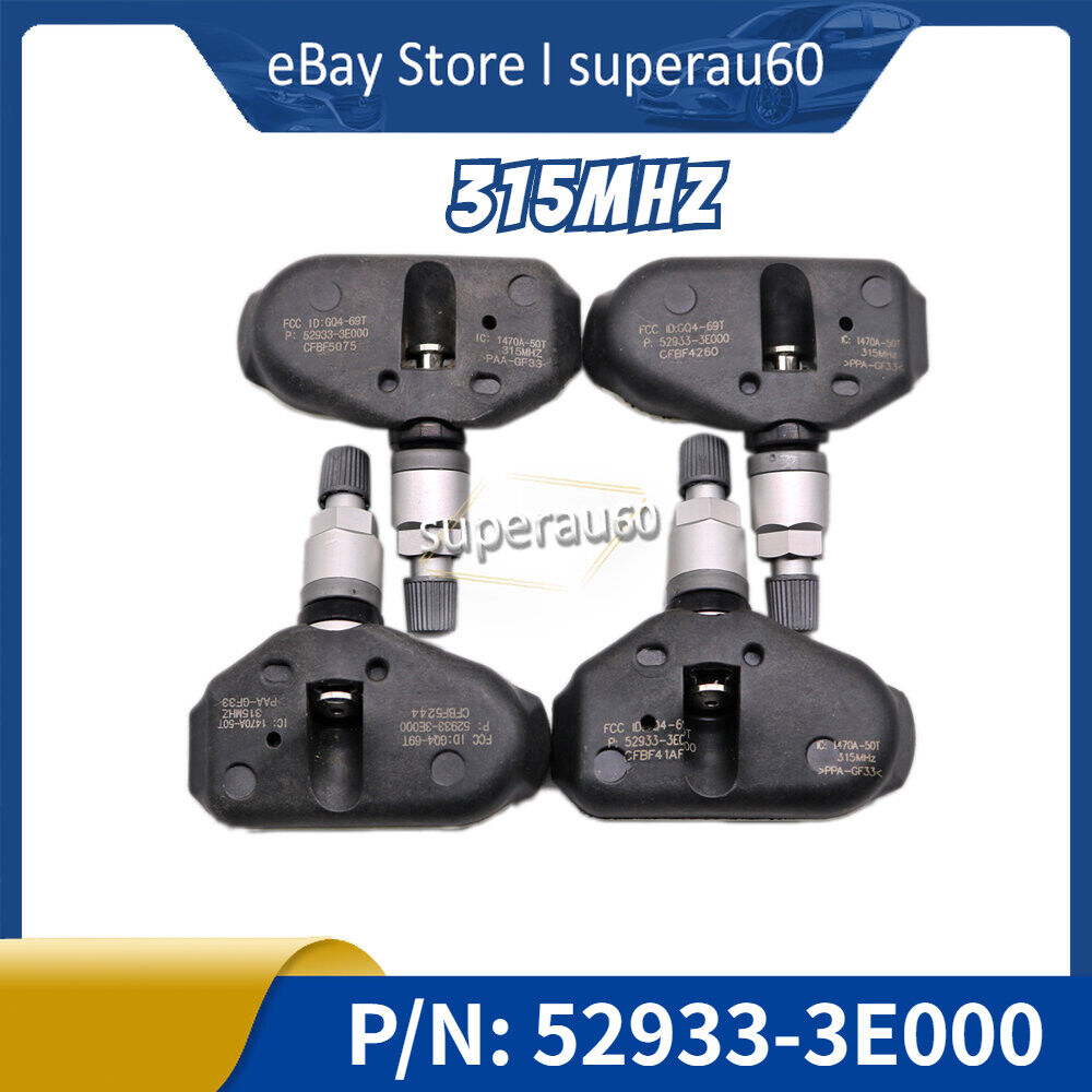For Hyundai Tuscon Sonata Tiburon TPMS 52933-3E000 Tire Pressure Sensor Set 4