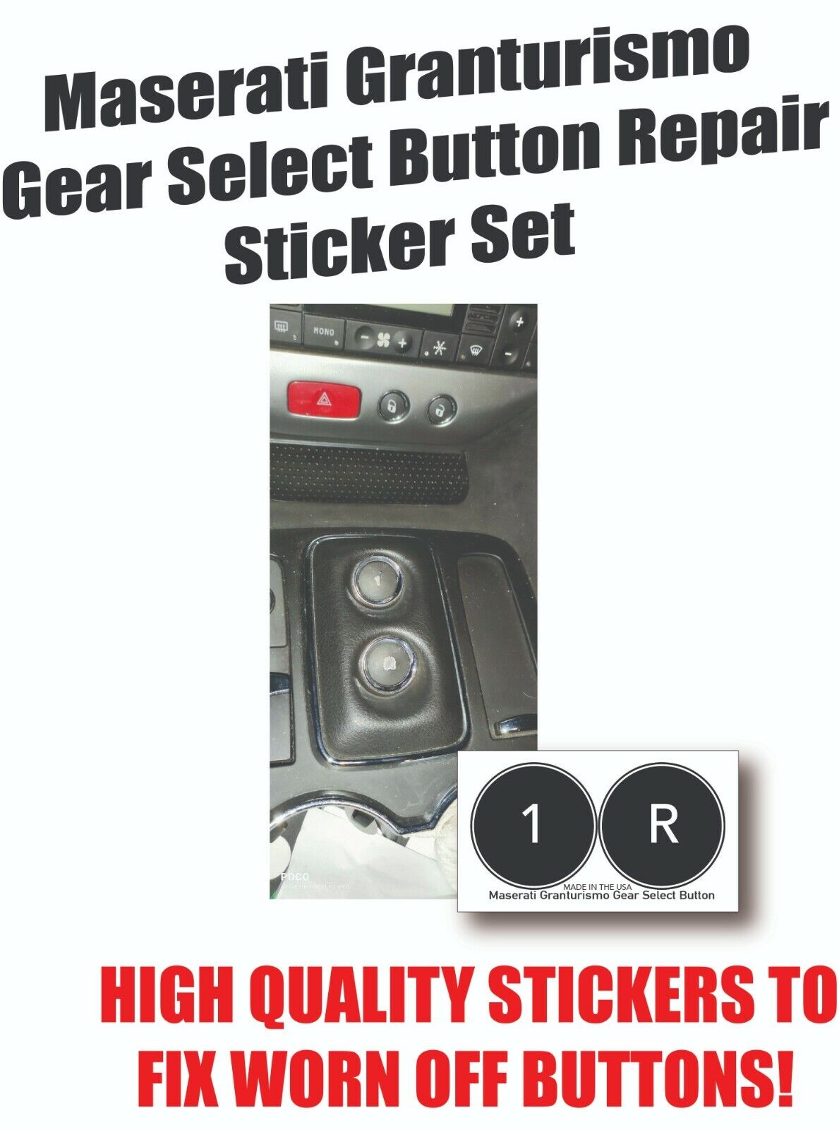 Maserati Gran Turismo Gear Selection Sport Black Button Repair Stickers