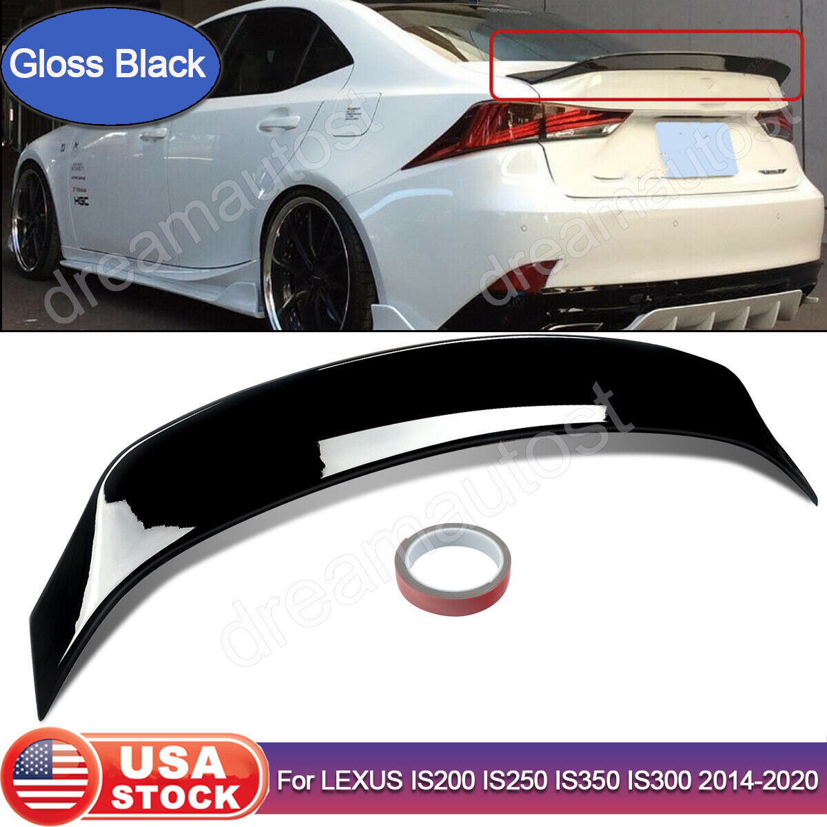Gloss Black Duckbill Rear Trunk Spoiler Wing For Lexus IS200 IS250 IS350 IS300