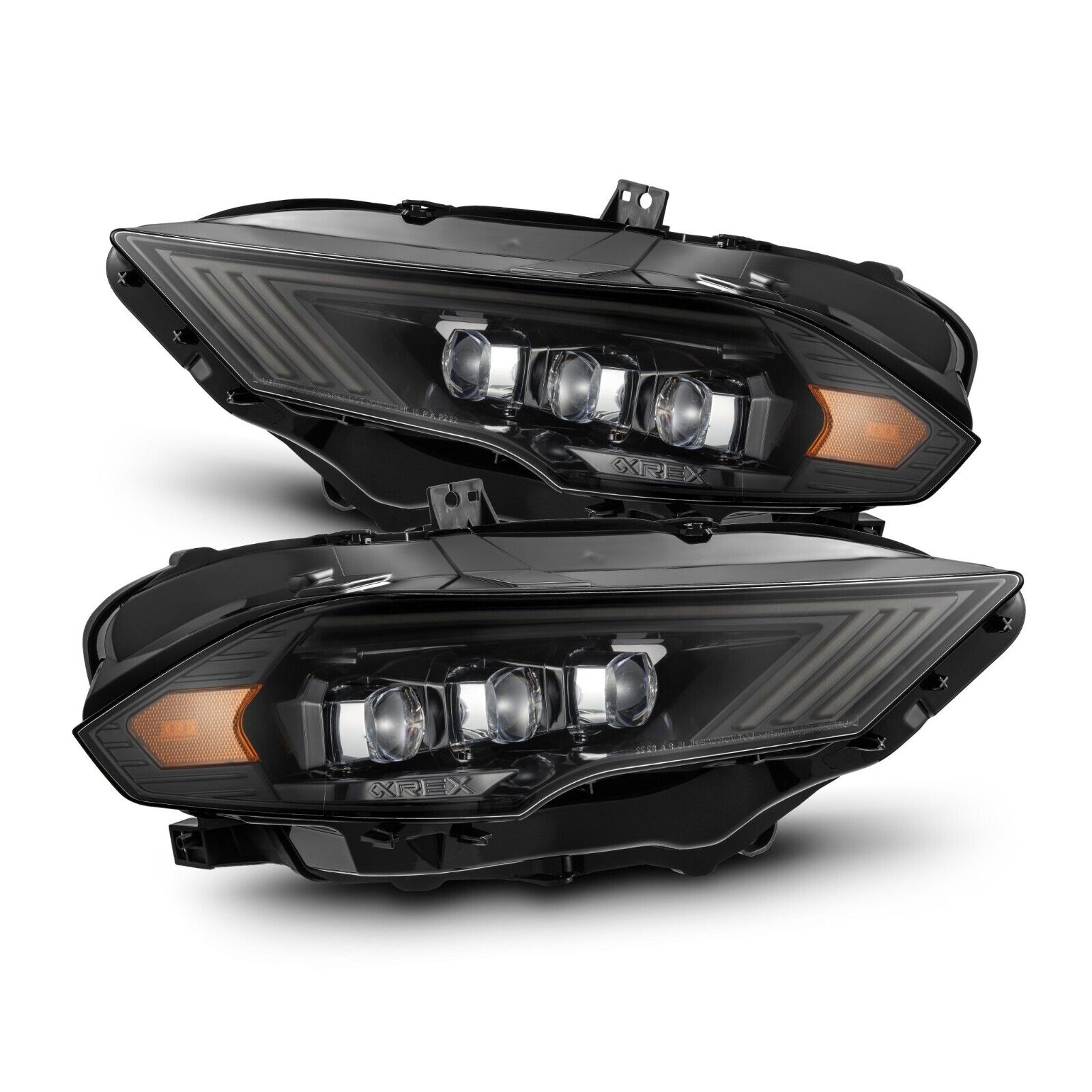 For 18-22 Ford Mustang Alpha Black Housing LED Projector Headlight AlphaRex NOVA