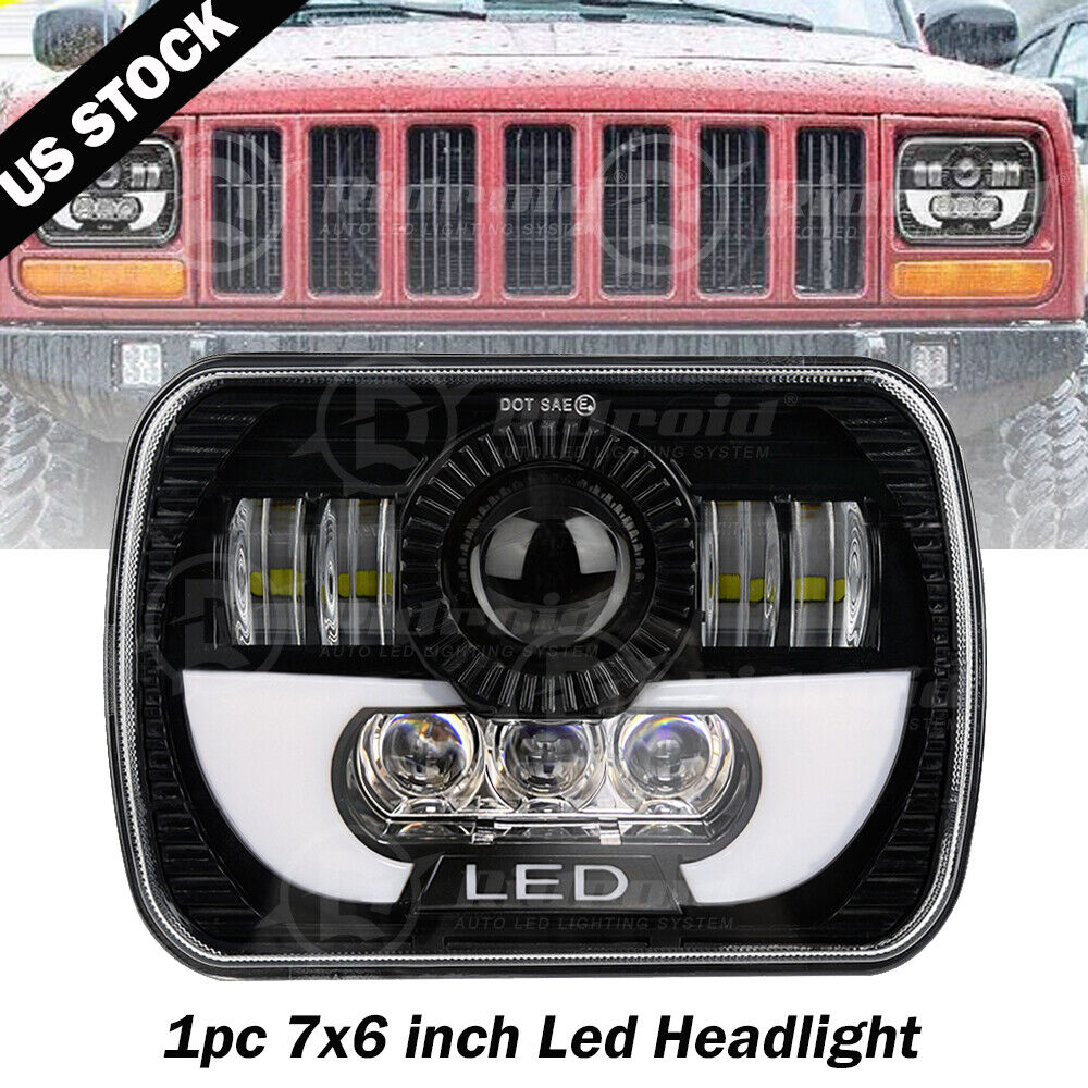 7x6 5x7 120W LED Headlight Hi/Lo Beam for Jeep Wrangler YJ Cherokee XJ 6052 6053