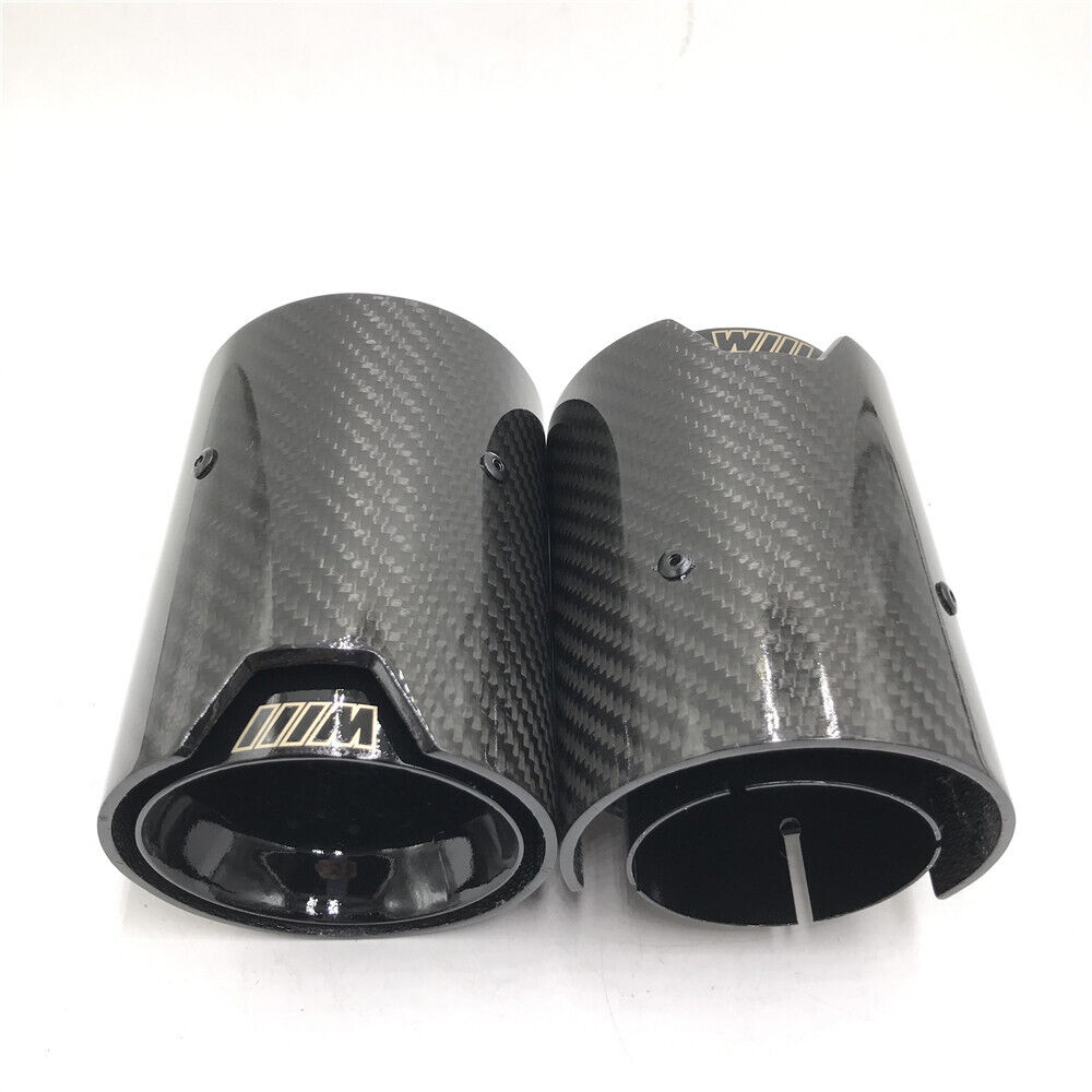 2* Carbon Fiber Exhaust Tips Tail Pipe Glossy Grilled Silver for BMW M2 M3 M4