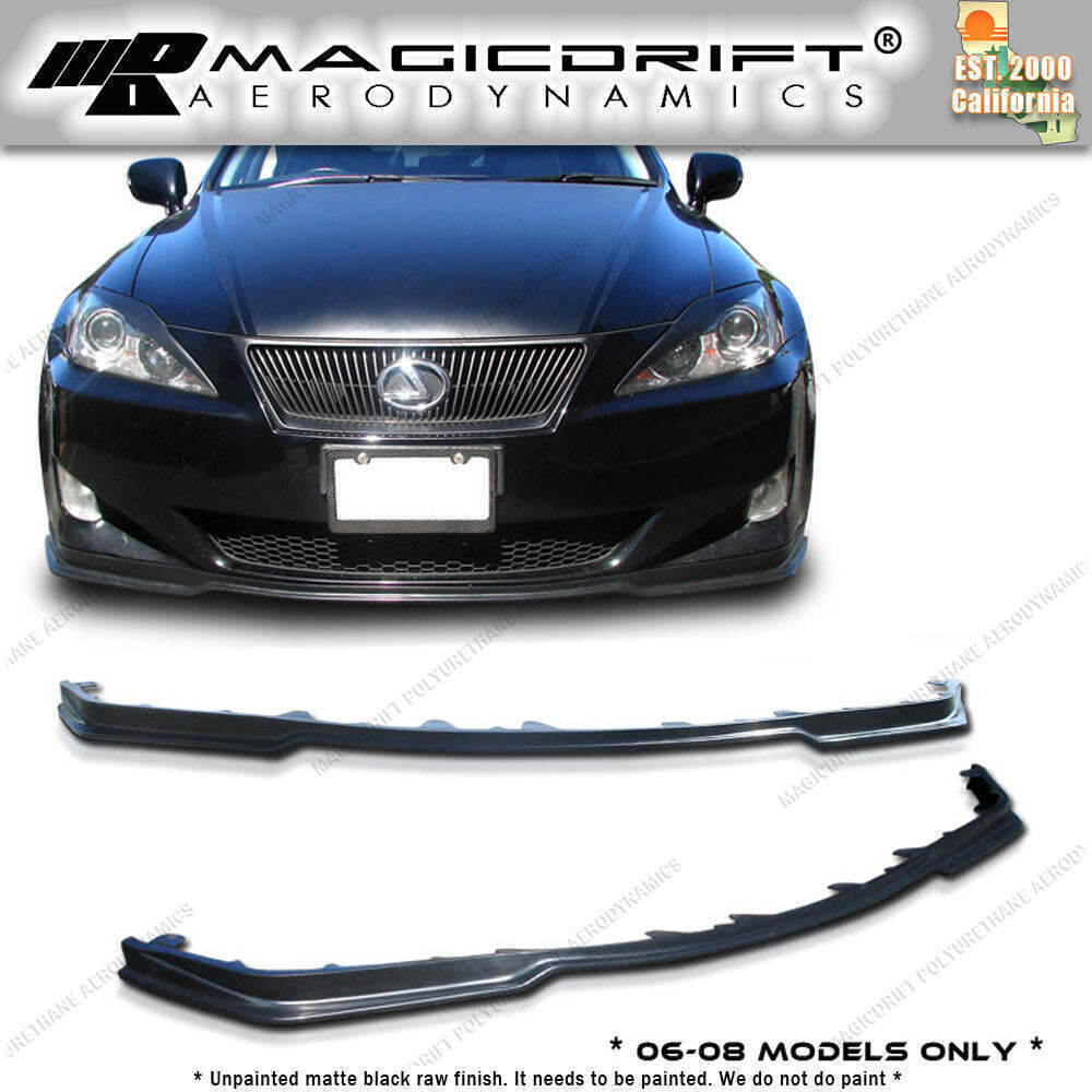 For 06-08 IS250 IS350 JDM PM Front + Side Skirt Extension Combo Body Lip Kit