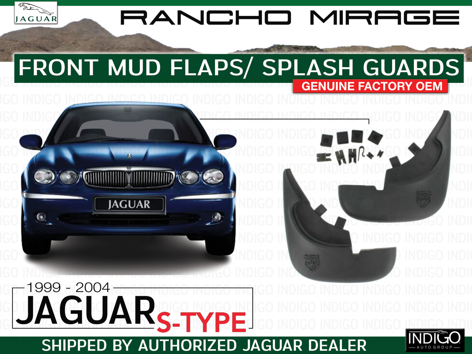 Jaguar S-Type Front Mud Flap Splash Guard Set 99-04 XR828879 OEM