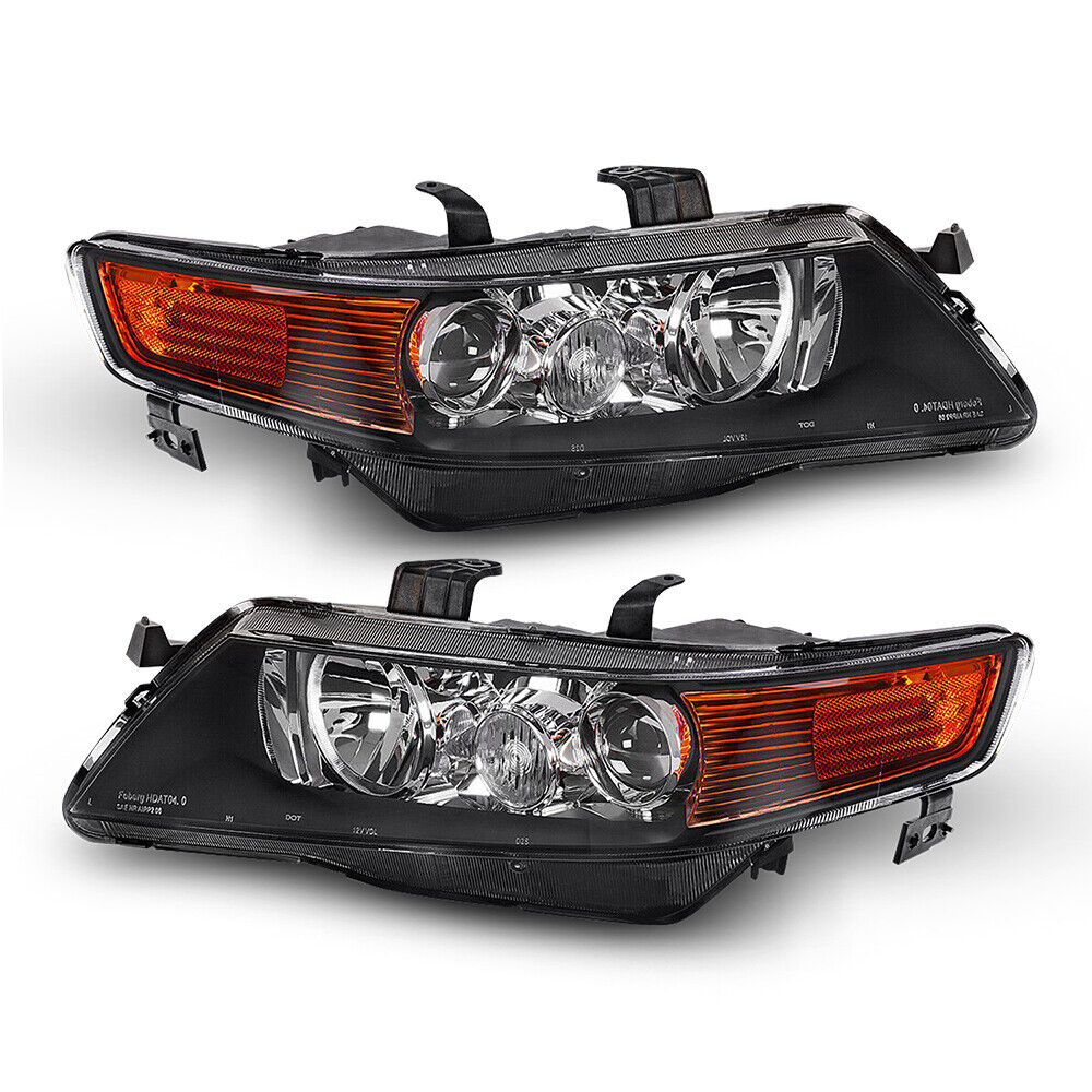 for 2004-2008 Acura TSX Black Projector Headlights Headlamps Assembly Left+Right