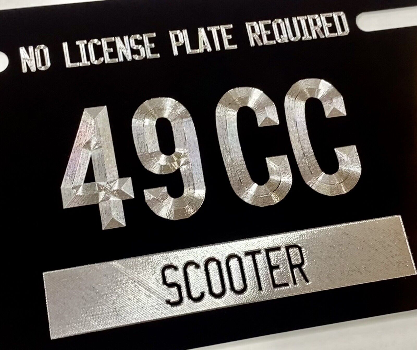 Scooter Moped Tag No License Plate Required 49cc Diamond Etched Metal 7x4