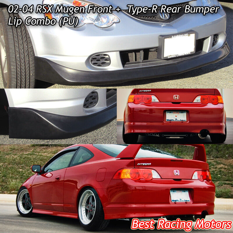 Mu-gen Style Front + TR Style Rear Bumper Lip (Urethane) Fit 02-04 Acura RSX 2dr