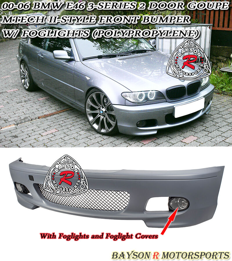 Fits 00-06 BMW E46 3-Series 2dr Coupe M-Tech II Style Front Bumper with Foglight