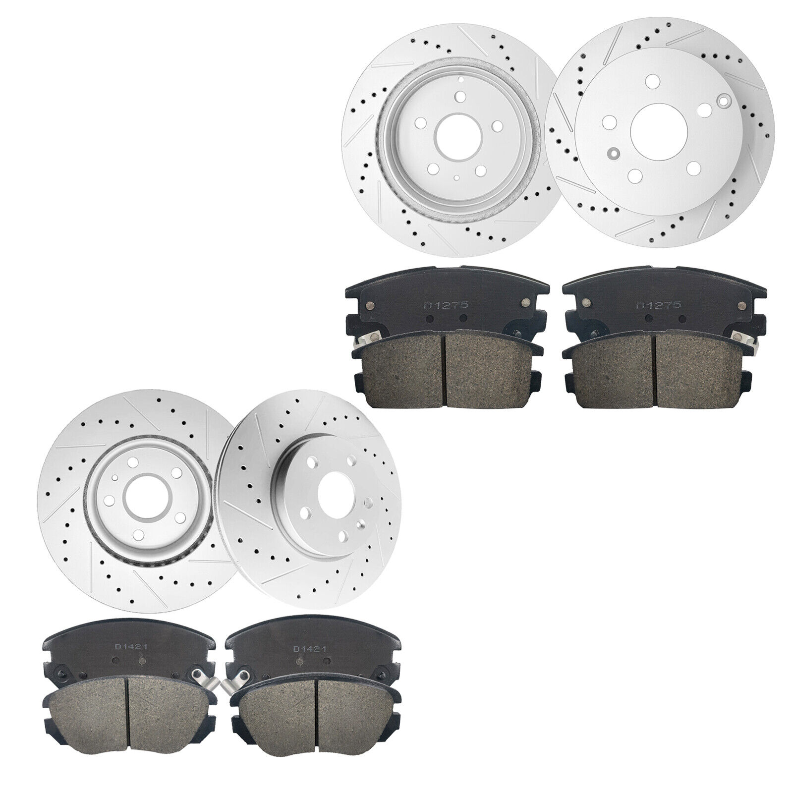 Front & Rear Drilled Disc Rotors + Brake pads for Chevrolet Equinox