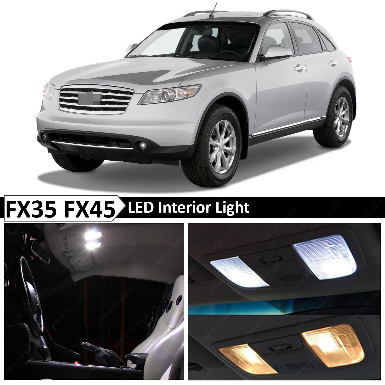 15x White Interior Map License Plate LED Lights Package for 2003-2008 FX35 FX45
