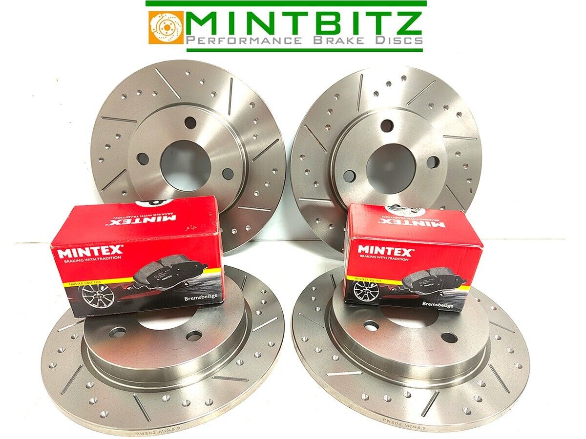 Saxo 1.6 VTS 16v 97-03 Front & Rear Brake Discs and Pads Dimpled Grooved